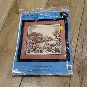 Candamar Designs Counted Cross Stitch Kit 50807 Girl in Garden Floral 12x12" NWT